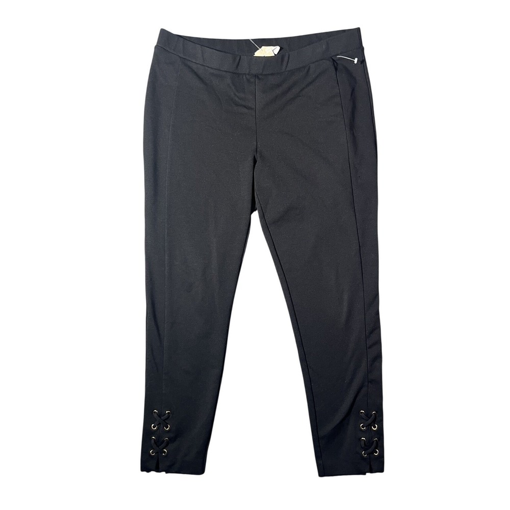 MICHAEL Michael Kors Women's Black‎ Pull-On Ankle Pants Lace-Up Cuffs Size 14